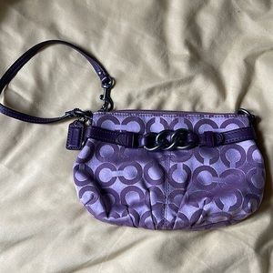 Coach wristlet. Purple. Chain detail